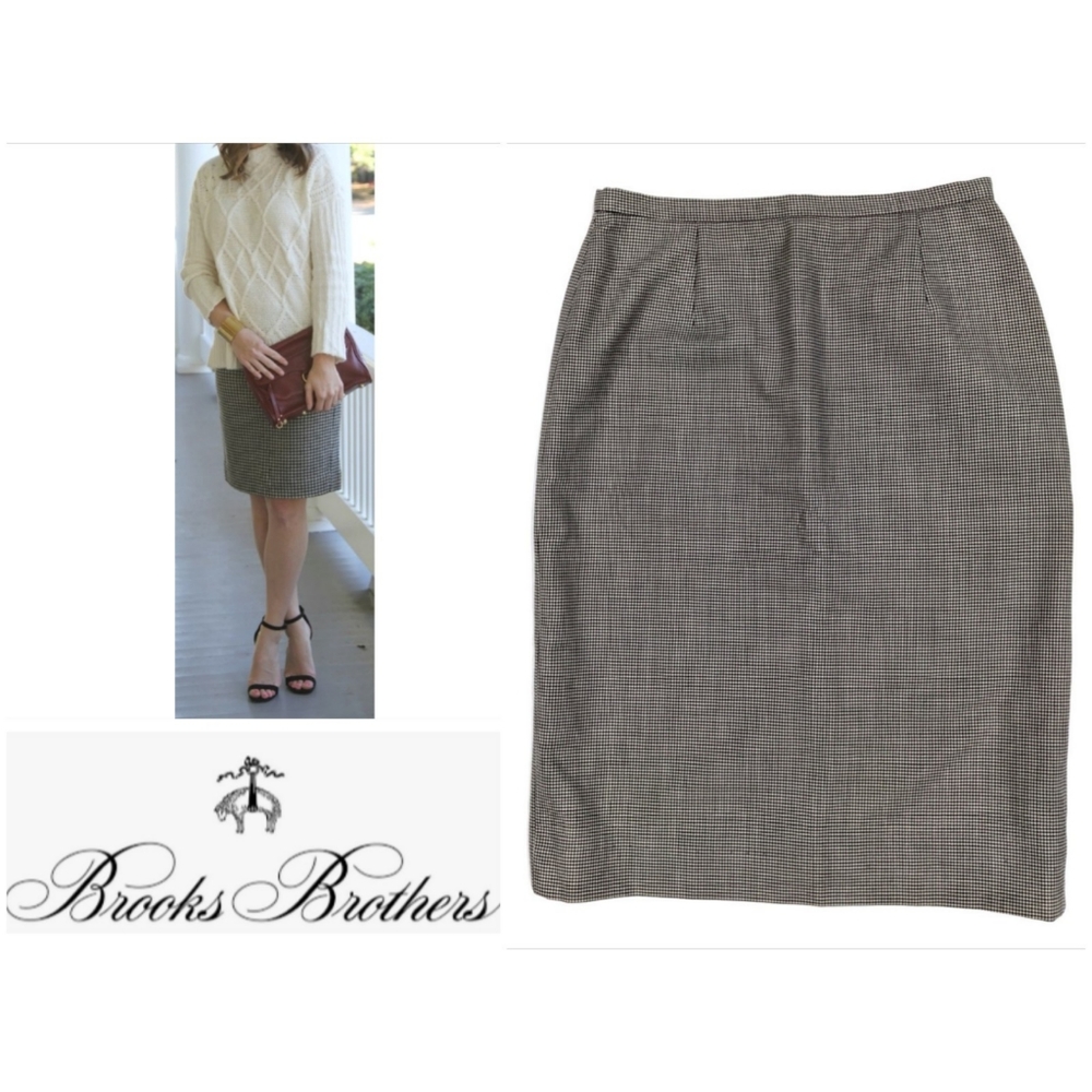 Hounds tooth Pencil Wool Brooks Brothers skirt